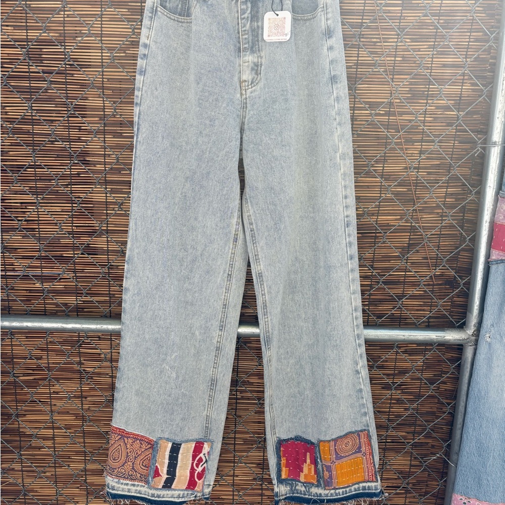 Patchwork Hem Women Jeans